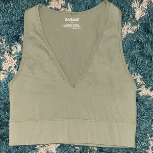 Garage Green Sleeveless Fitted Crop Tank